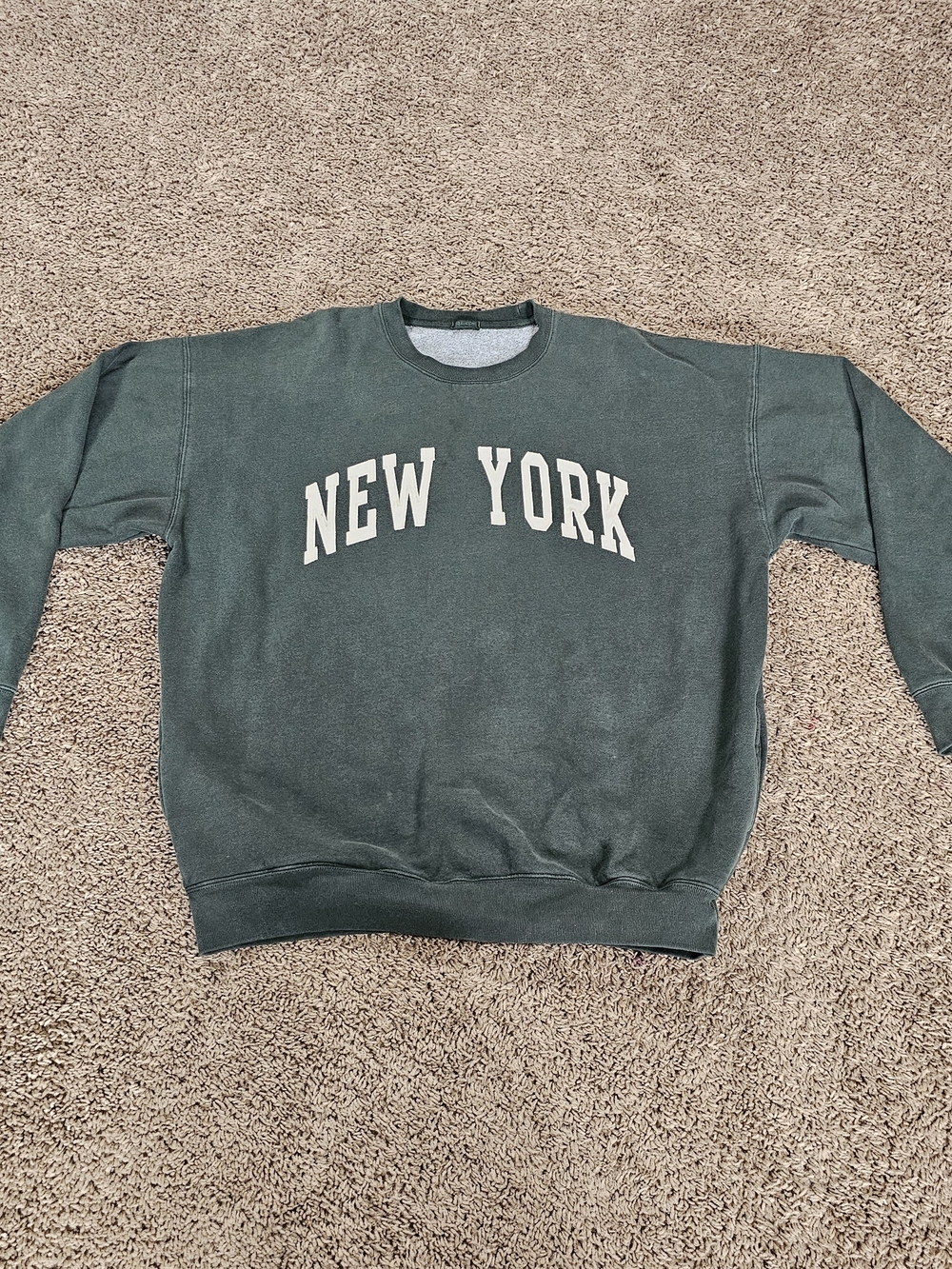 Vintage John Galt New York Crew Neck Sweatshirt Large Green Pockets
